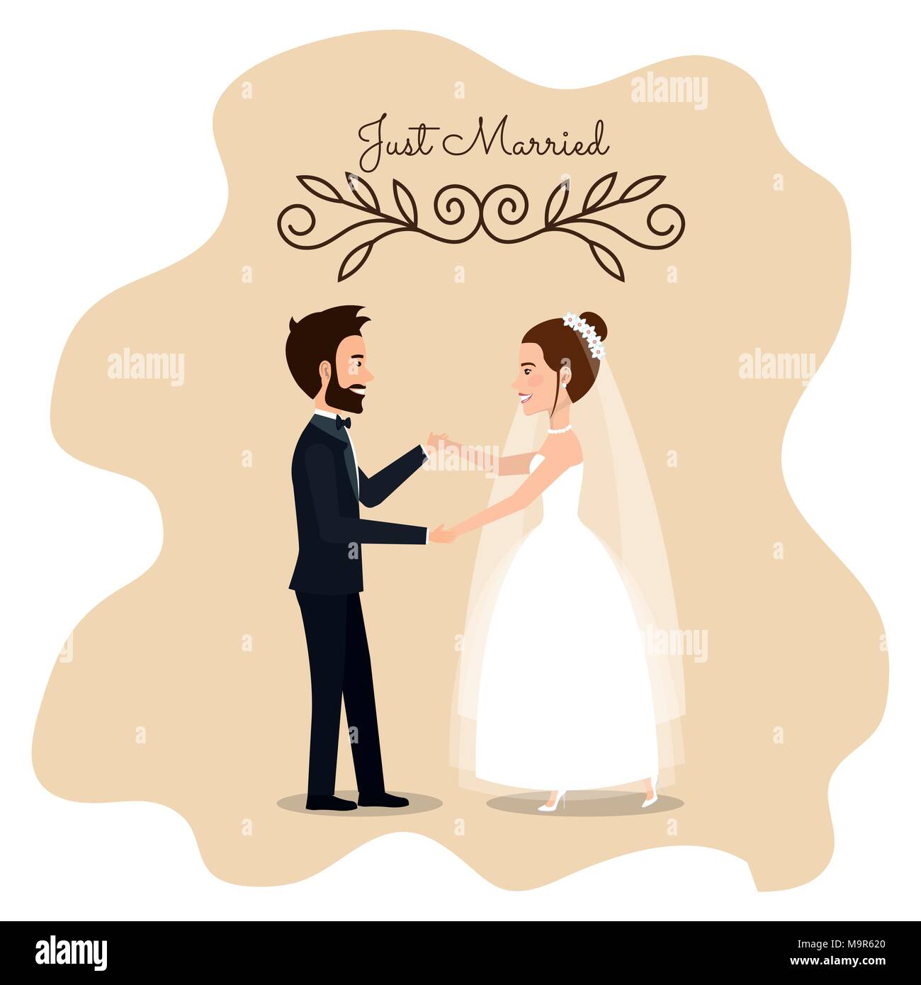 romantic picture of just married couple Stock Vector Image & Art - Alamy