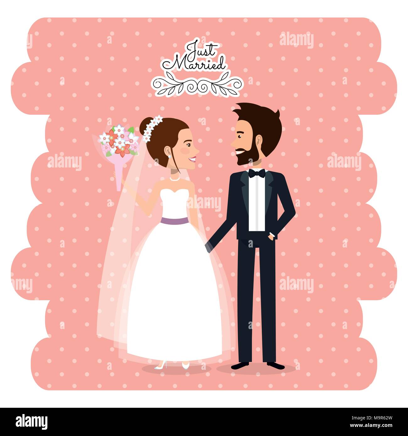 romantic-picture-of-just-married-couple-stock-vector-image-art-alamy