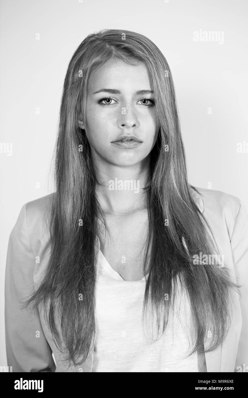 Portrait of beautiful sad woman Stock Photo
