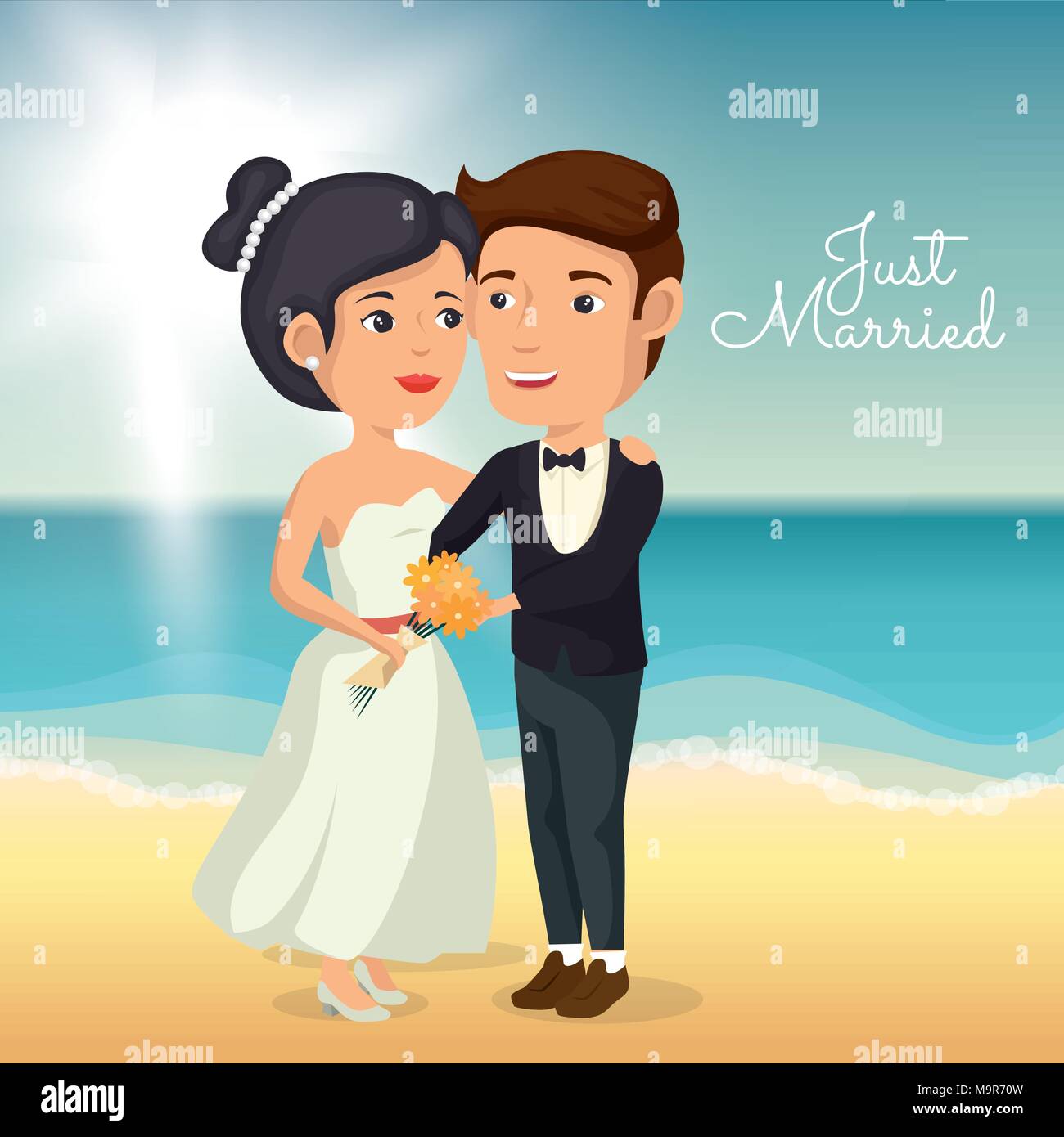 just married couple in the beach Stock Vector Image & Art - Alamy