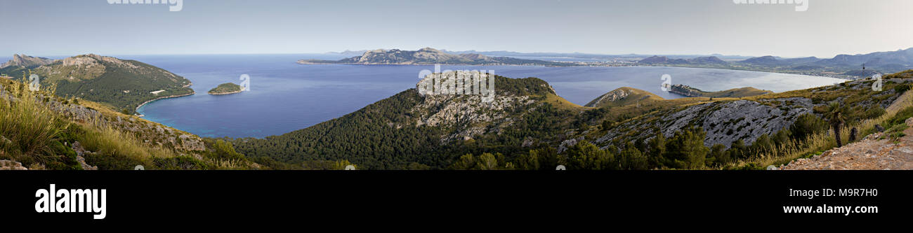 Panoramic view of Formentor on the Mediterranean coast of Mallorca, Spain Stock Photo