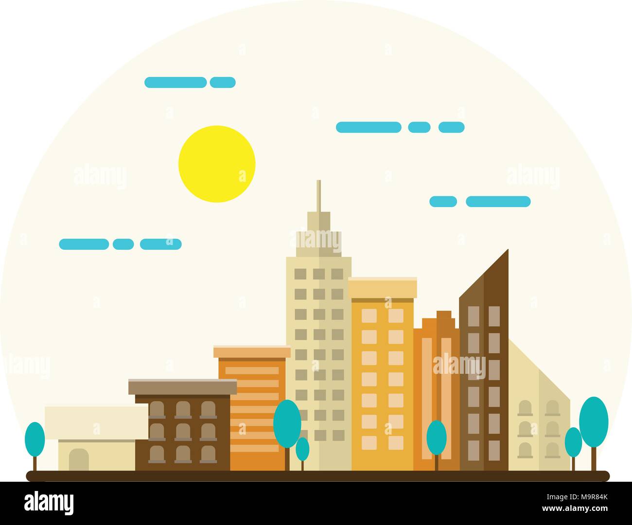 City Landscape Illustration. Flat Design. Stock Vector