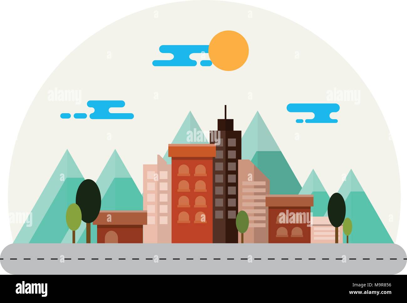 City Landscape Illustration. Flat Design. Stock Vector