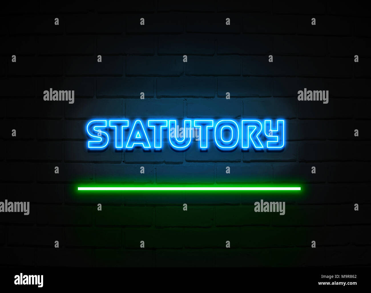 Statutory neon sign - Glowing Neon Sign on brickwall wall - 3D rendered royalty free stock illustration. Stock Photo