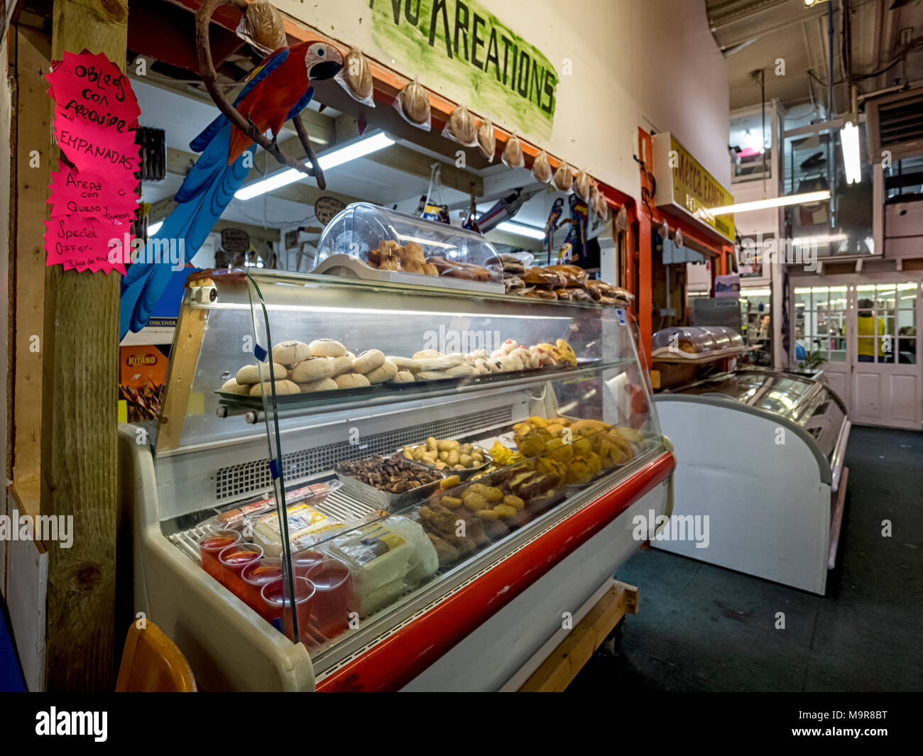 LONDON, UK - MARCH 08, 2018:   Interior view of the Market, known locally as Pueblito Paisa or the Latin Market at Seven Sisters Indoor Market Stock Photo
