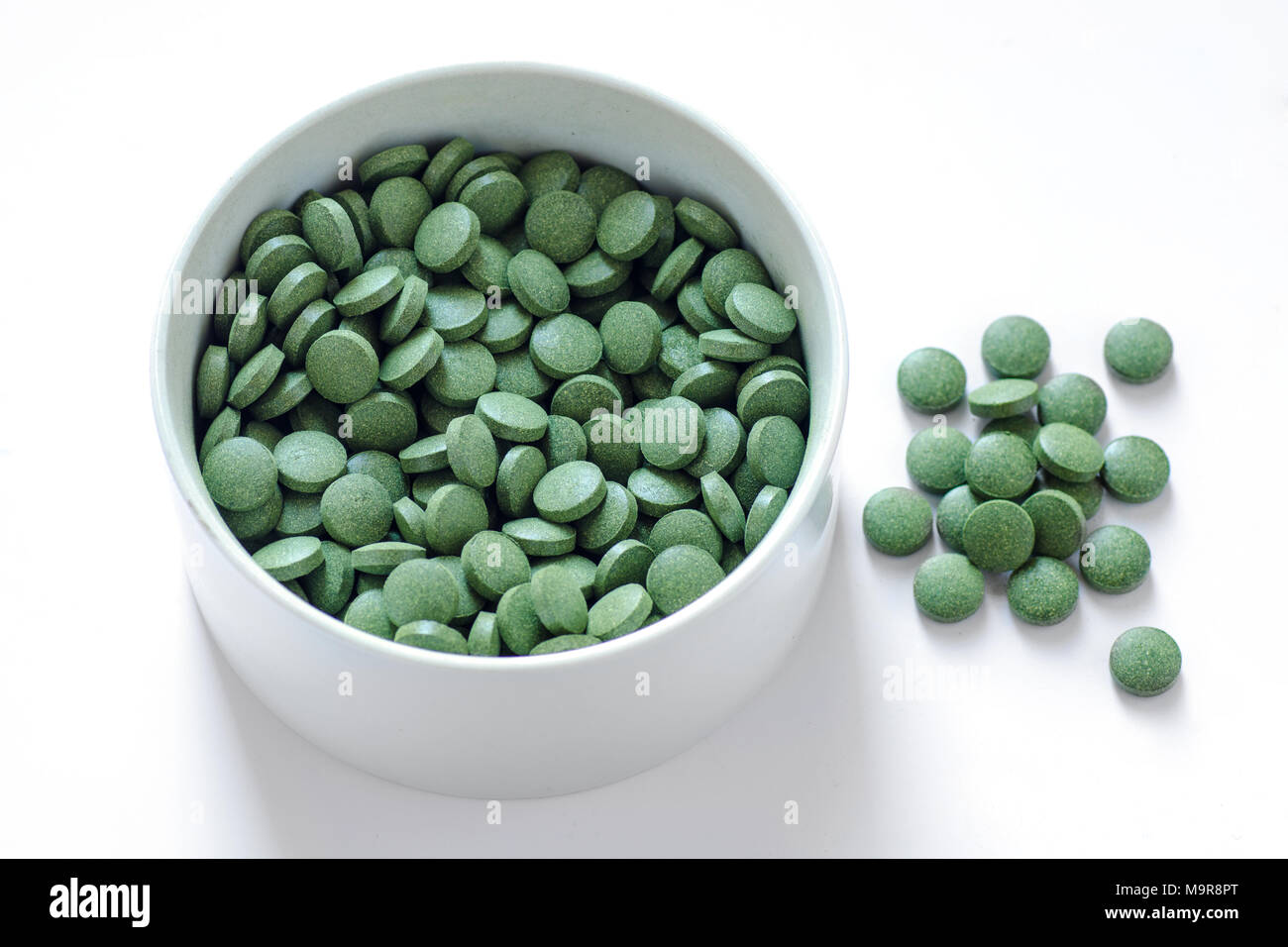 Green chlorella and spirulina pills. Nutritional supplement, healthy  lifestyle, alternative natural medicine Stock Photo - Alamy