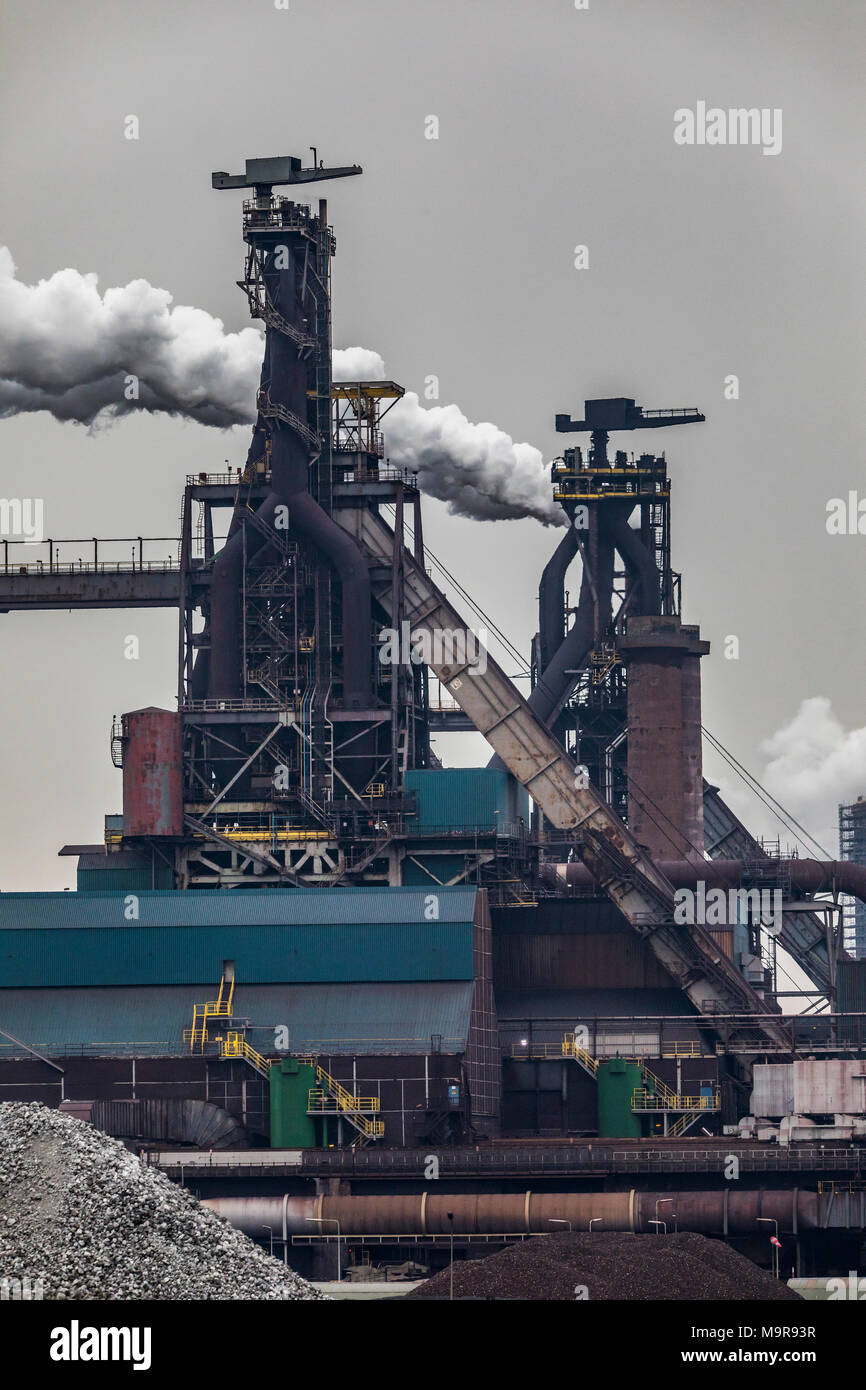 The Tata Steel steelworks in IJmuiden, Velsen, North Holland