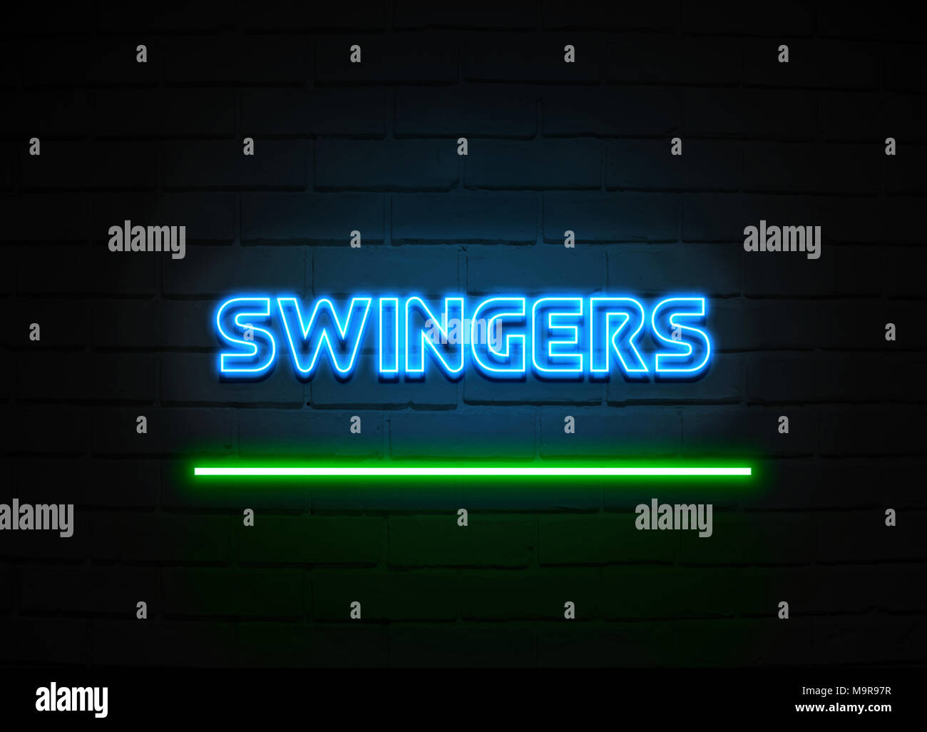 neon Sign on Brick Wall, Written Stock Photo Alamy