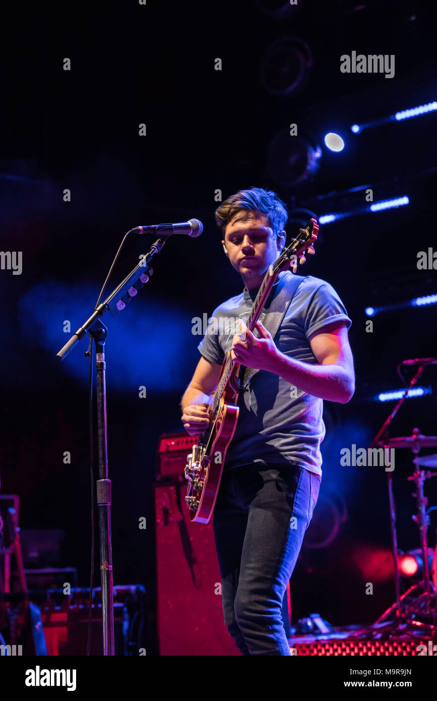 Niall Horan, Glasgow SSE Hydro 2018,Flicker World Tour, adored by the huge Glasgow crowd at the Armadillo Stock Photo