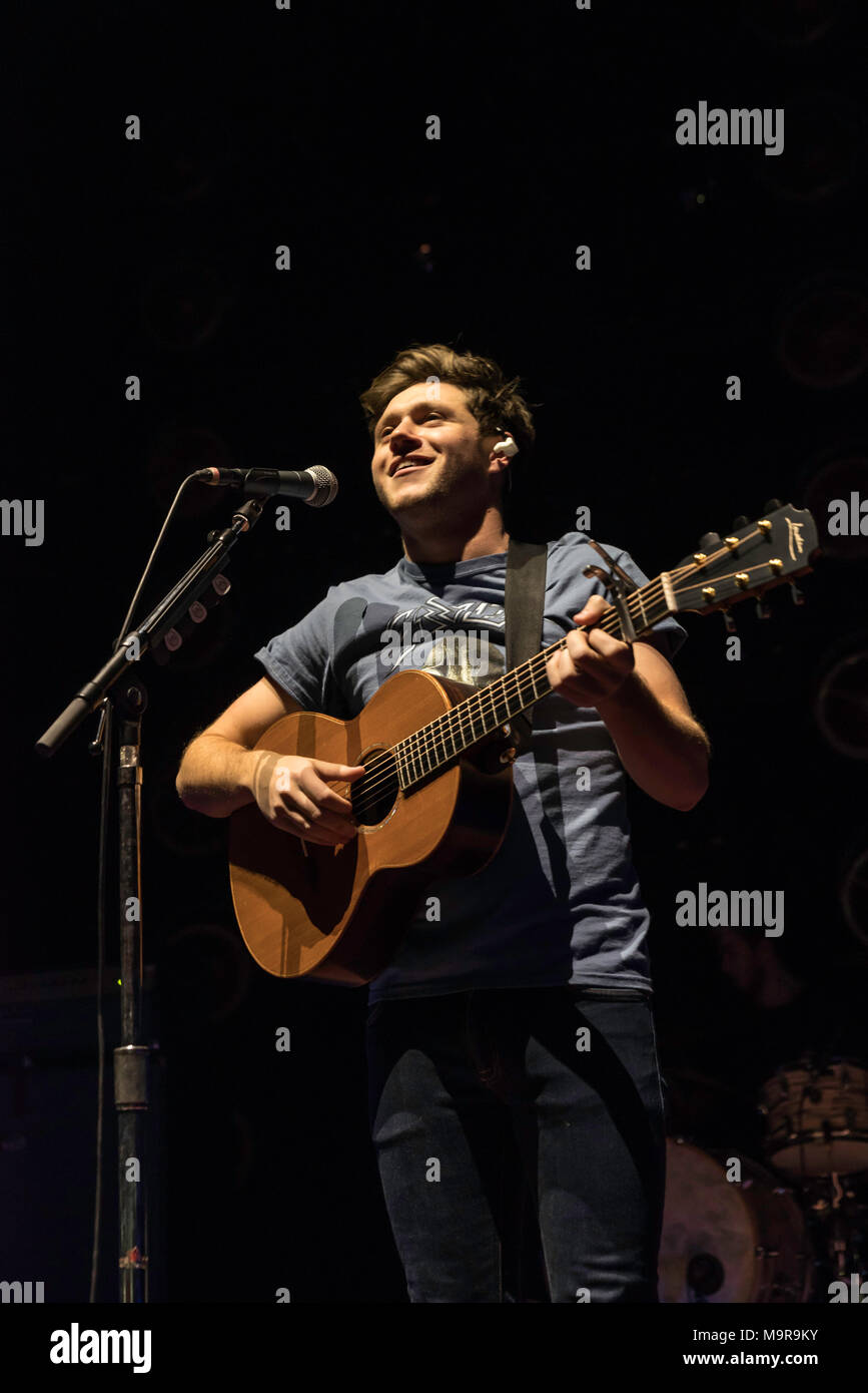 Niall Horan, Glasgow SSE Hydro 2018,Flicker World Tour, adored by the huge Glasgow crowd at the Armadillo Stock Photo
