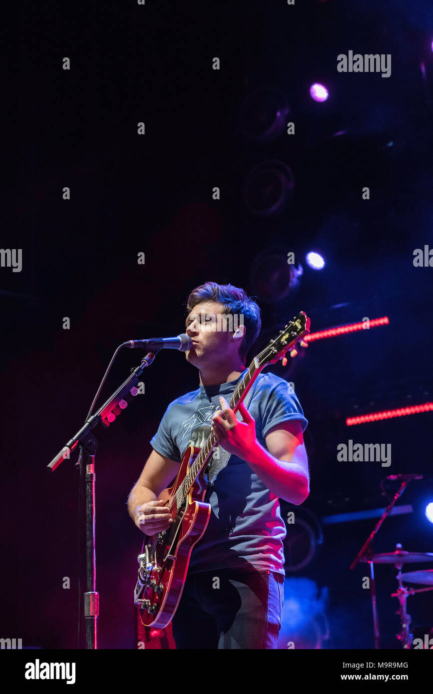 Niall Horan, Glasgow SSE Hydro 2018,Flicker World Tour, adored by the huge Glasgow crowd at the Armadillo Stock Photo