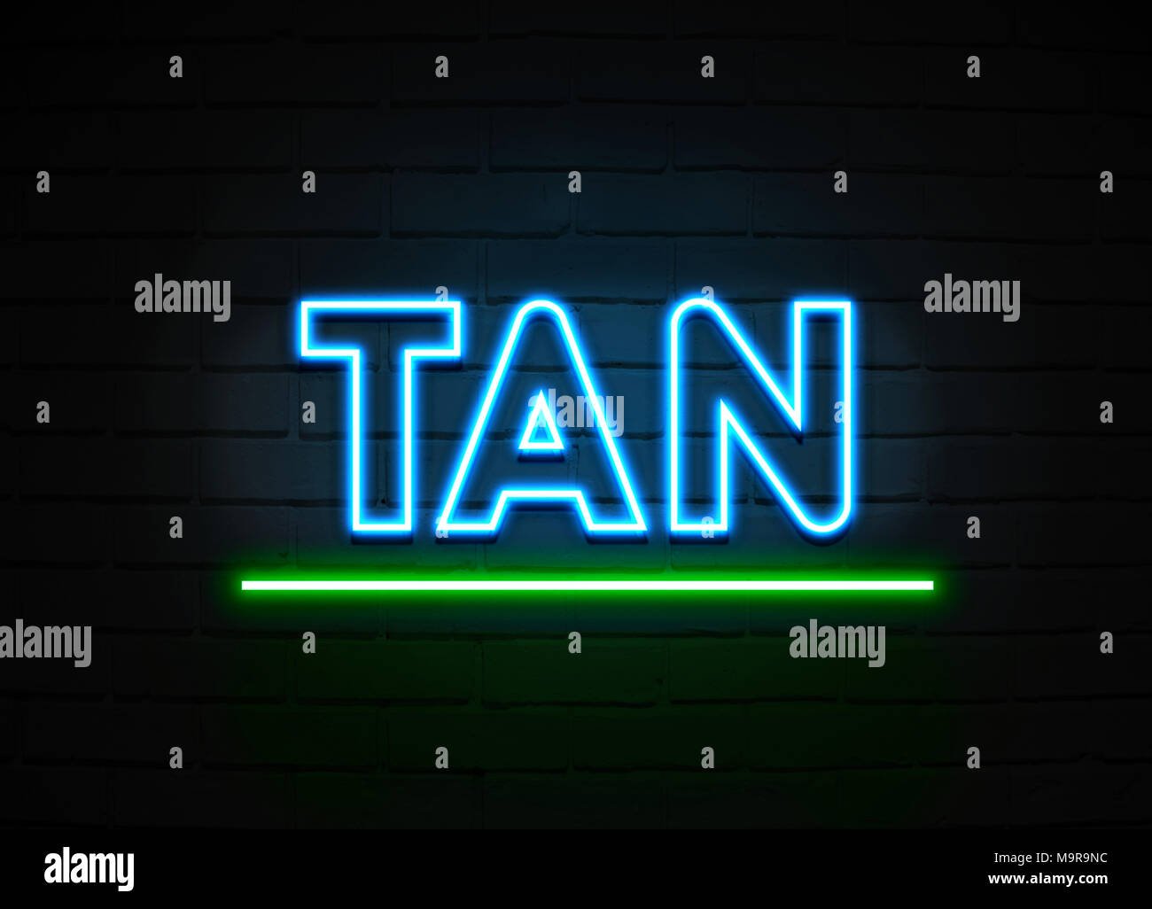 neon Sign on Brick Wall, Written Stock Photo Alamy