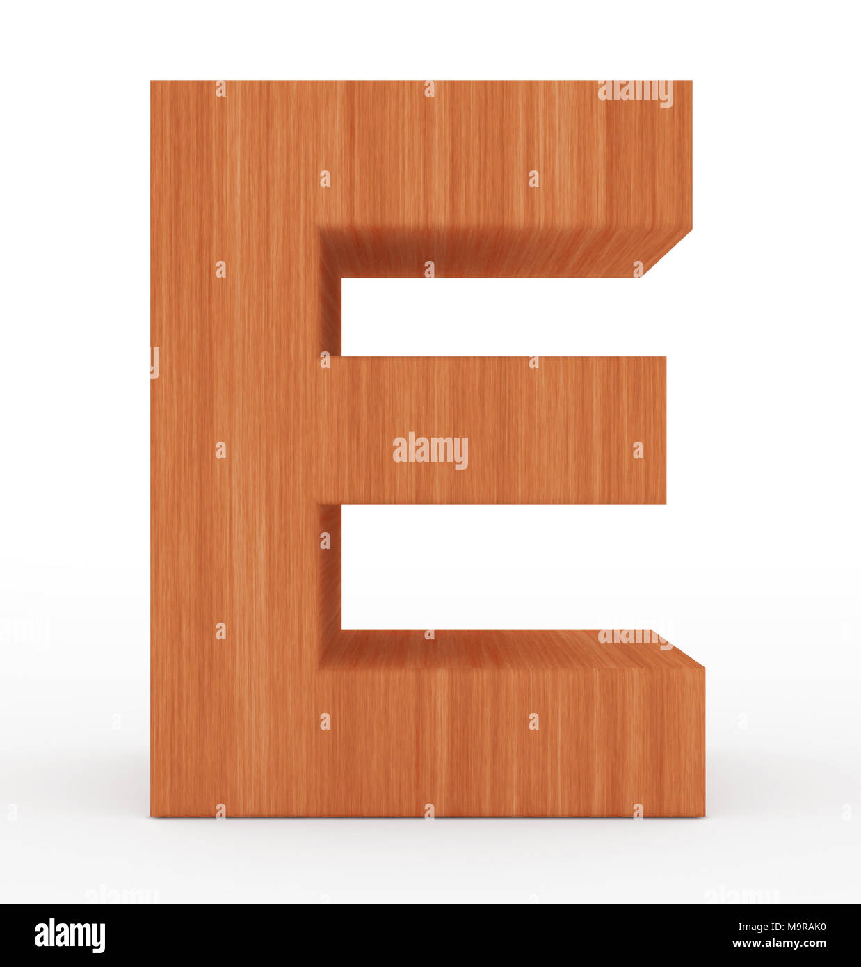 letter E 3d wooden isolated on white - 3d rendering Stock Photo - Alamy