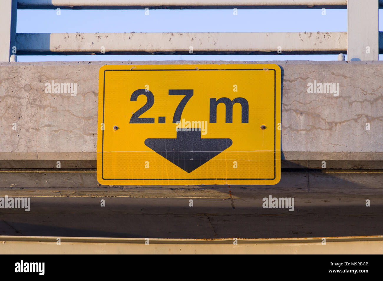 2.7 meter height restriction on overpass Stock Photo