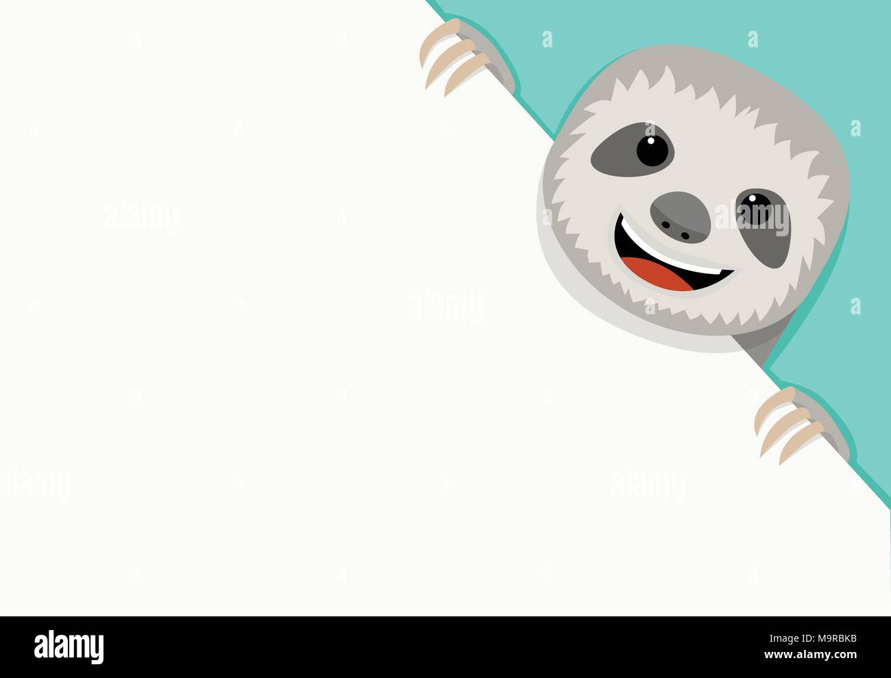 Sloth and empty white paper, vector art design Stock Vector