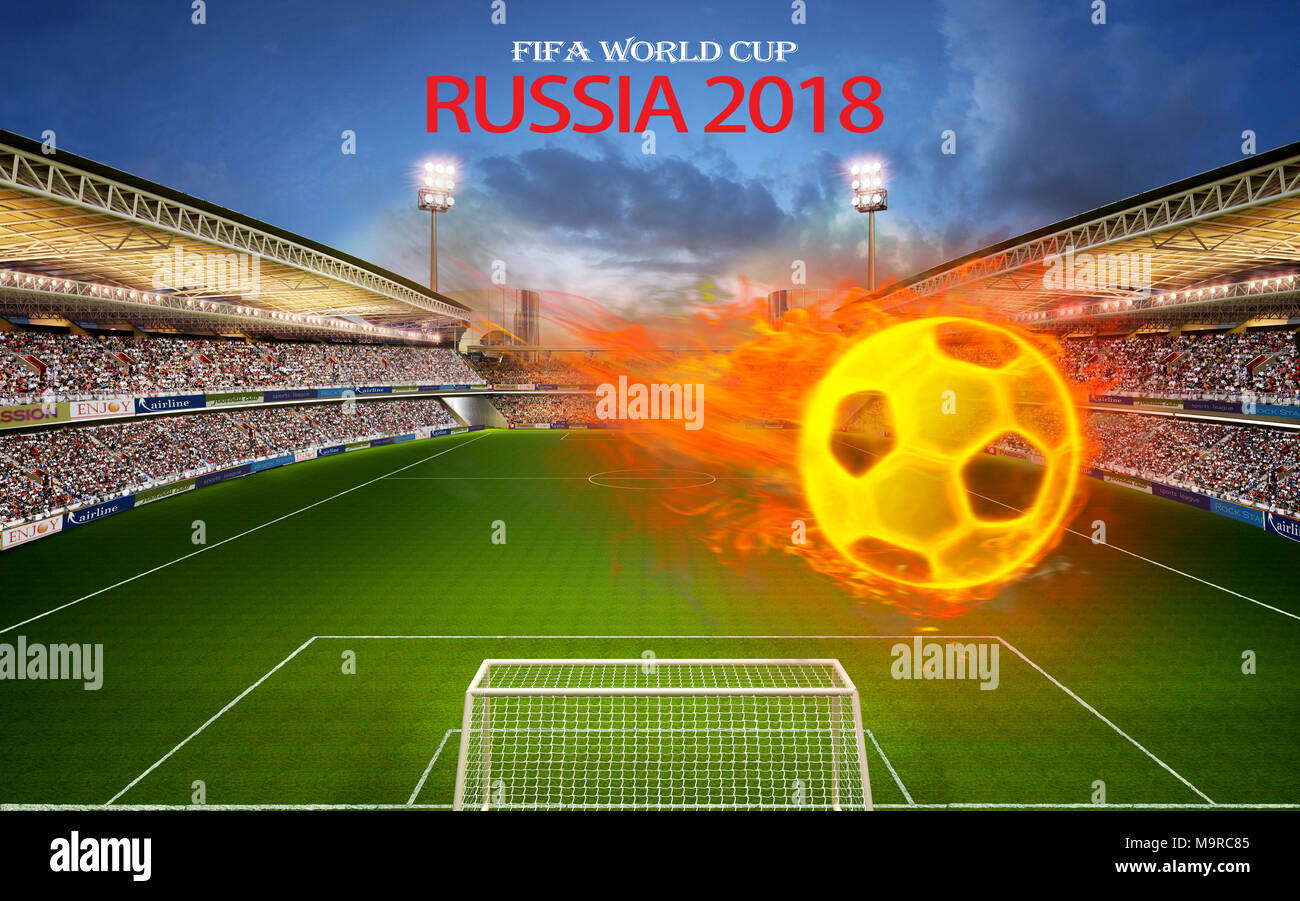 Burning soccer ball on stadium hi-res stock photography and images - Alamy