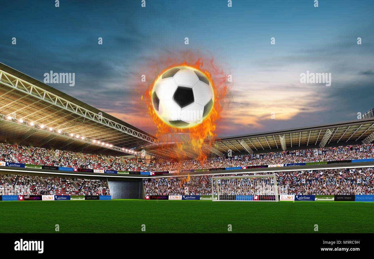 Burning soccer ball on stadium hi-res stock photography and images - Alamy