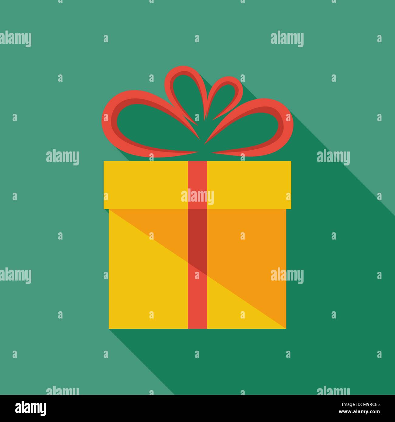 Gift box icon. Flat vector related icon with long shadow for web and ...