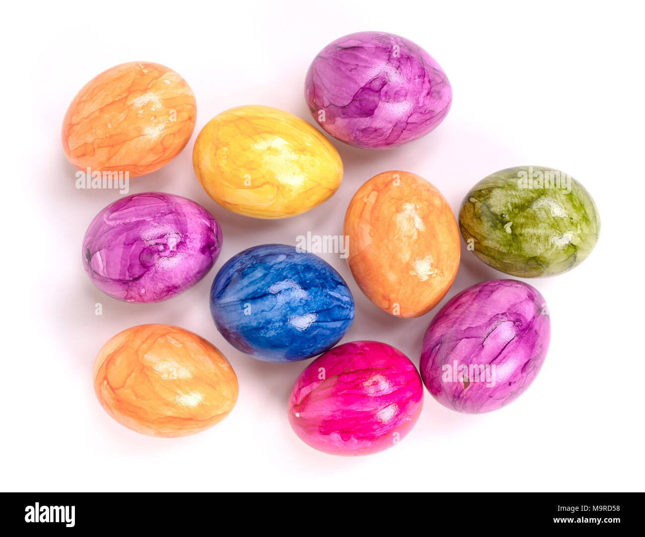Painted eggs, easter - Isolated on a white background Stock Photo - Alamy