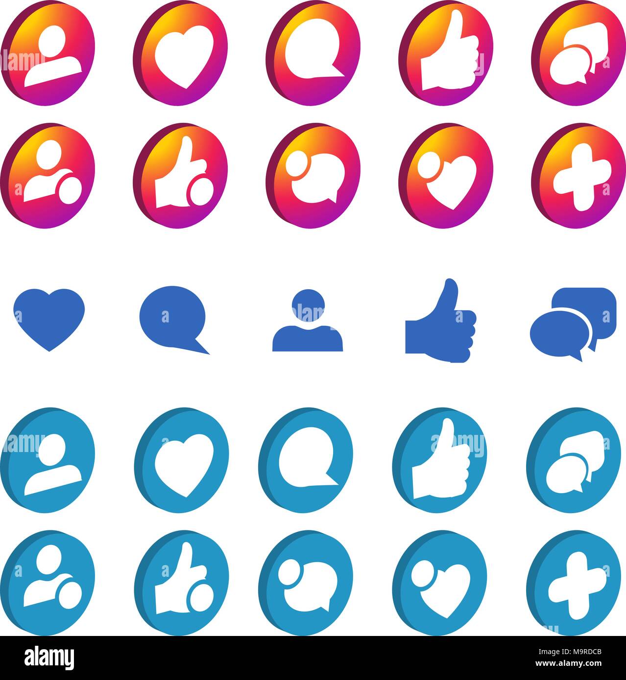 Trendy social network icons set Vector illustration.  Stock Vector