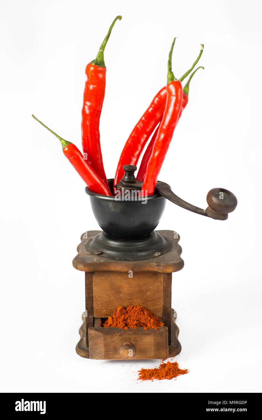 Download Ground Red Pepper Grinder And Paprikar On A White Background Stock Photo Alamy PSD Mockup Templates