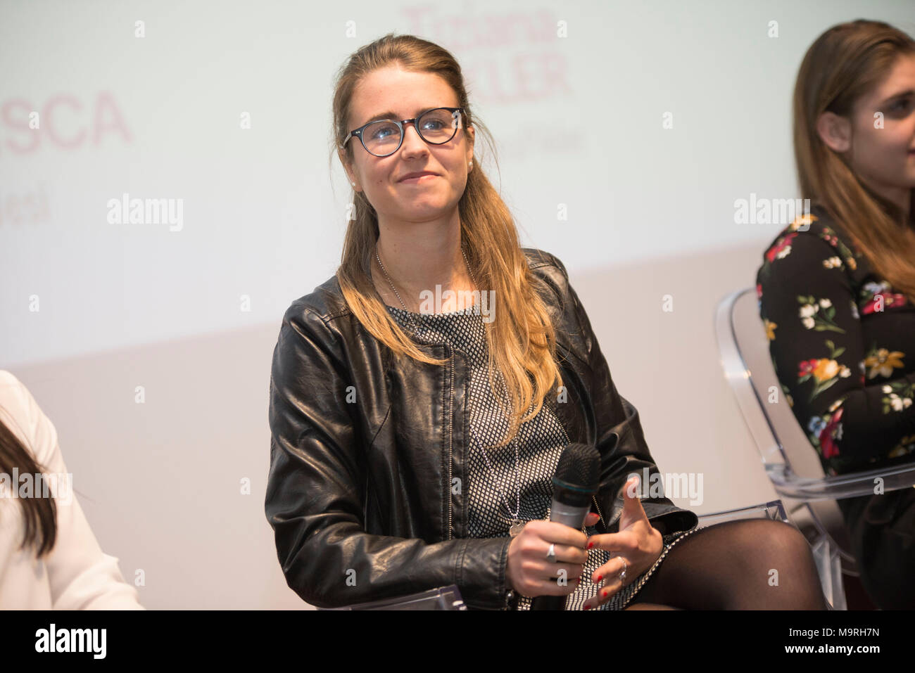 Milano, Italy. 26th Mar, 2018. Il Sole 24 Ore and Alley Oop present the  ebook "Donne di sport". The champions who took part in the presentation in  Milan: Monica Boggioni, Sara Gama,