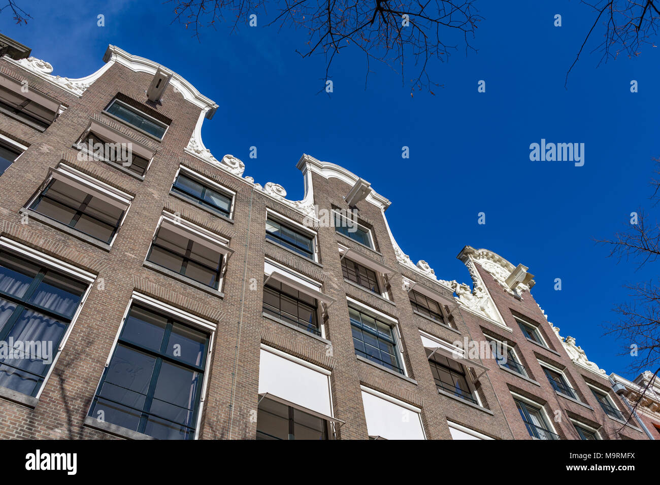 Historical Dutch canalhouses on the Keizersgracht in Amsterdam. Stock Photo