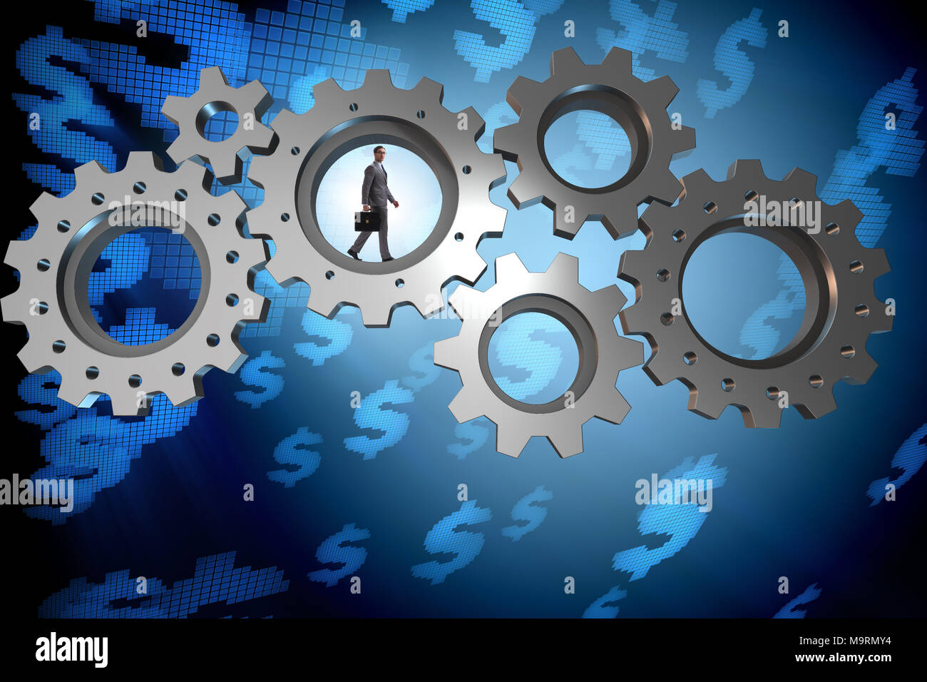 Teamwork concept with cogwheels and business people Stock Photo - Alamy