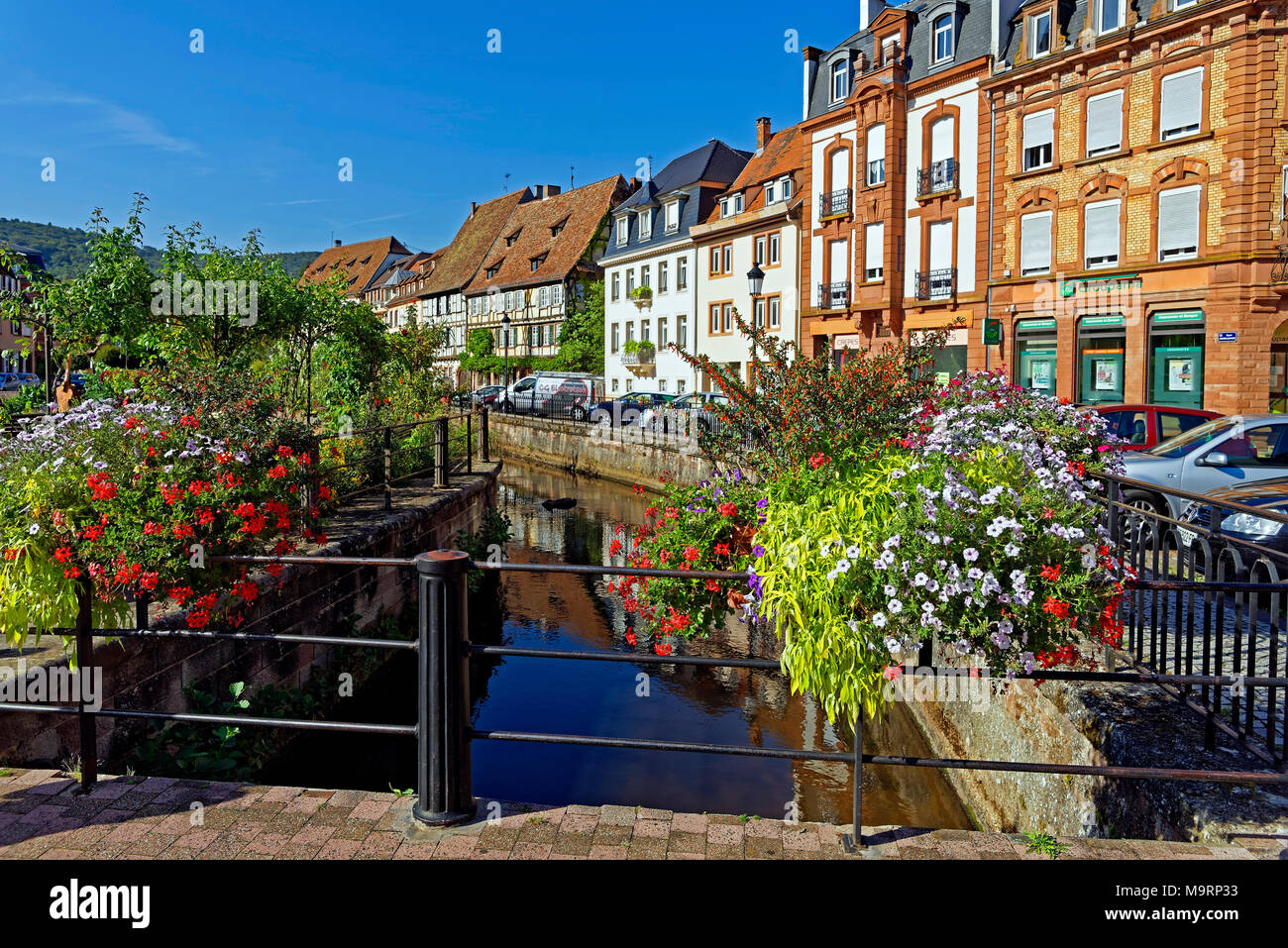 Europe, France, the Rhine, Bas (Alsace), white castle, Wissembourg, Rue you Marché aux Poissons, river, Nothing but, house line, historically, archite Stock Photo