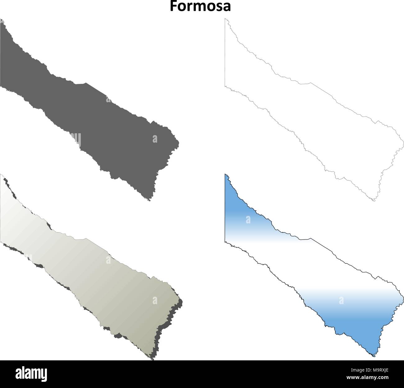 Formosa blank outline map set Stock Vector