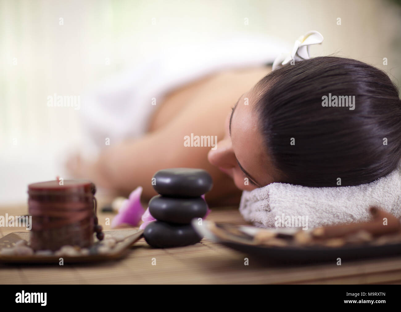 beautiful woman relaxing in spa center Stock Photo - Alamy