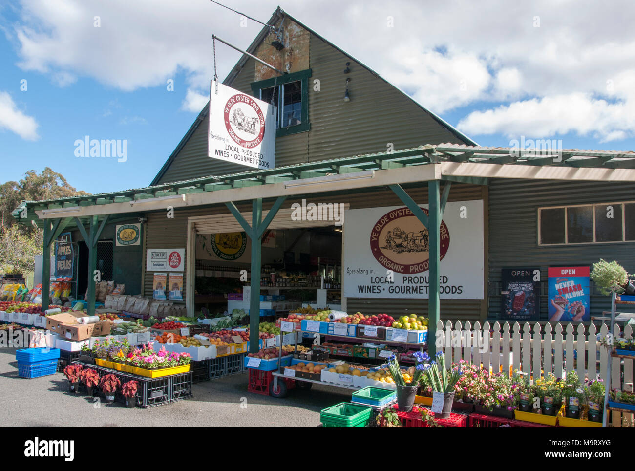 Local produce outlet on the Channel Highway at Oyster Cover, southern Tasmania, Australia Stock Photo
