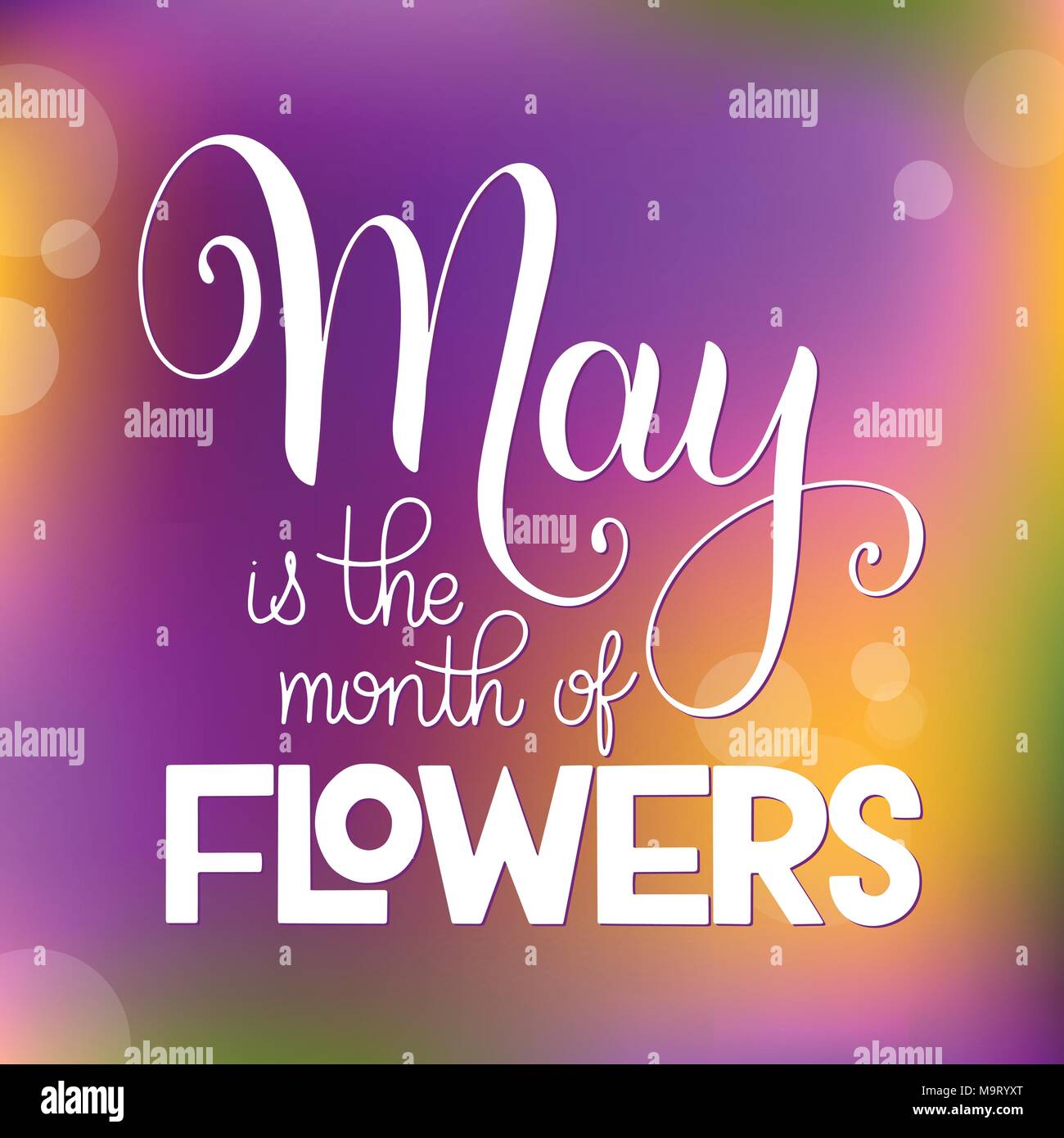 May is the month of flowers lettering. Elements for invitations