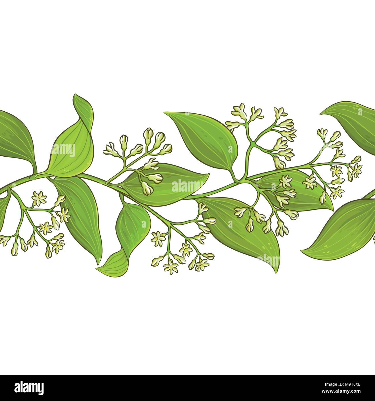 cinnamon branches vector pattern on white background Stock Vector