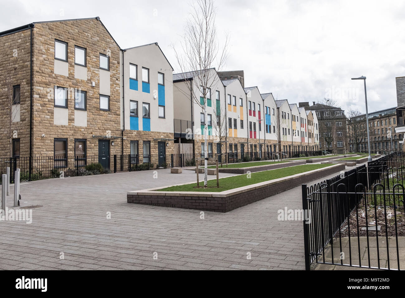 New build homes in the centre of Bradford, West Yorkshire, England. Stock Photo