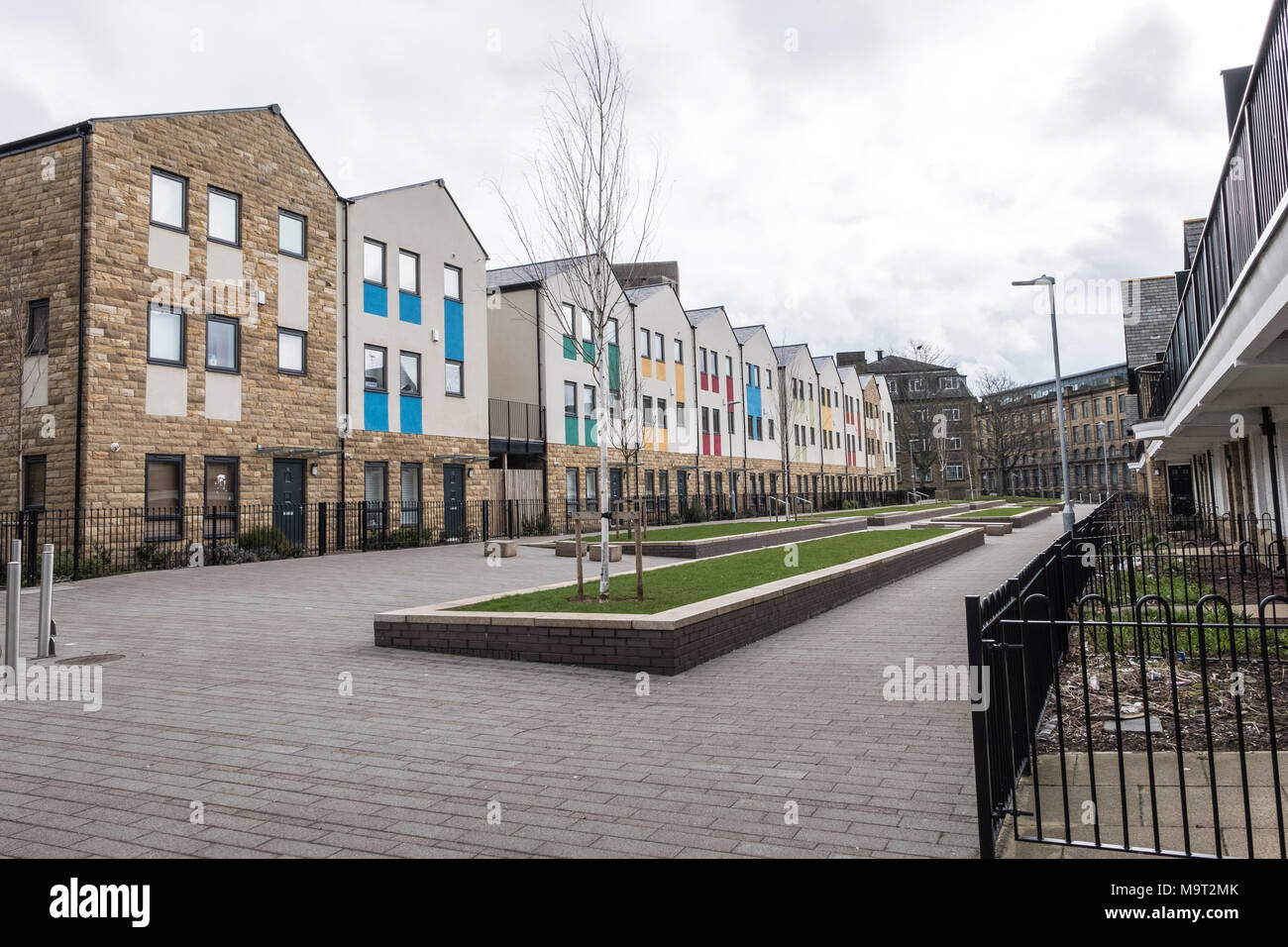 New build homes in the centre of Bradford, West Yorkshire, England. Stock Photo