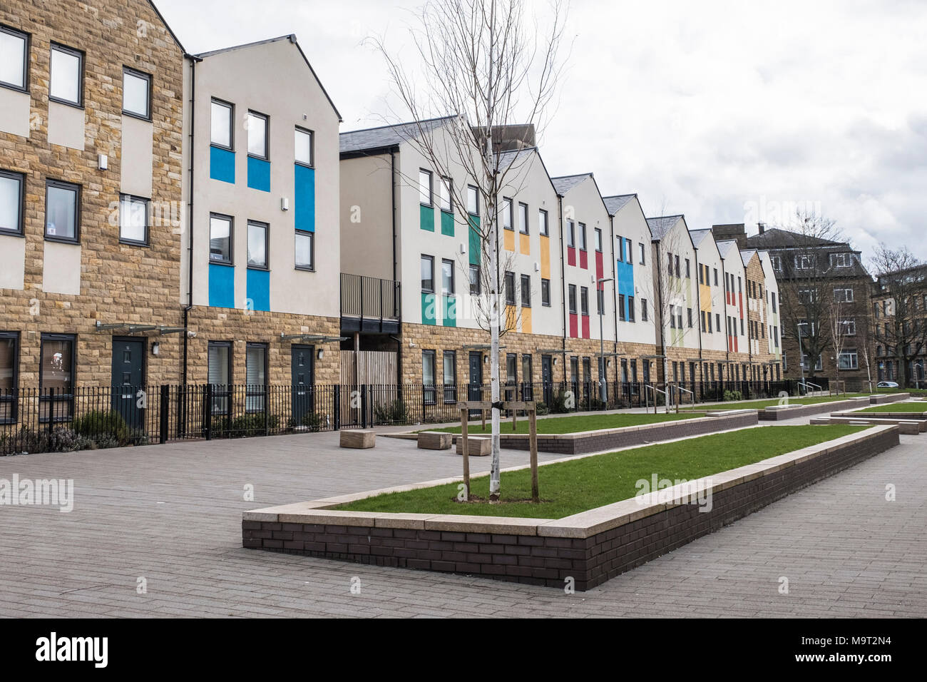 New build homes in the centre of Bradford, West Yorkshire, England. Stock Photo