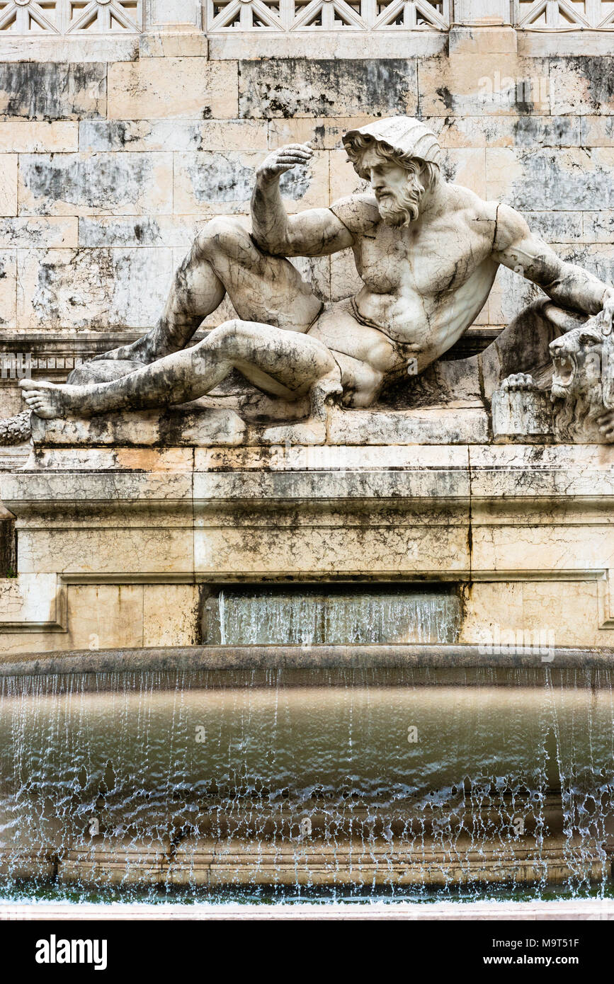 Fountain of the Adriatic Sea (Fontana dell'Adriatico) at the Monument to Vittorio Emanuele II, Piazza Venezia, Rome, Italy. Stock Photo