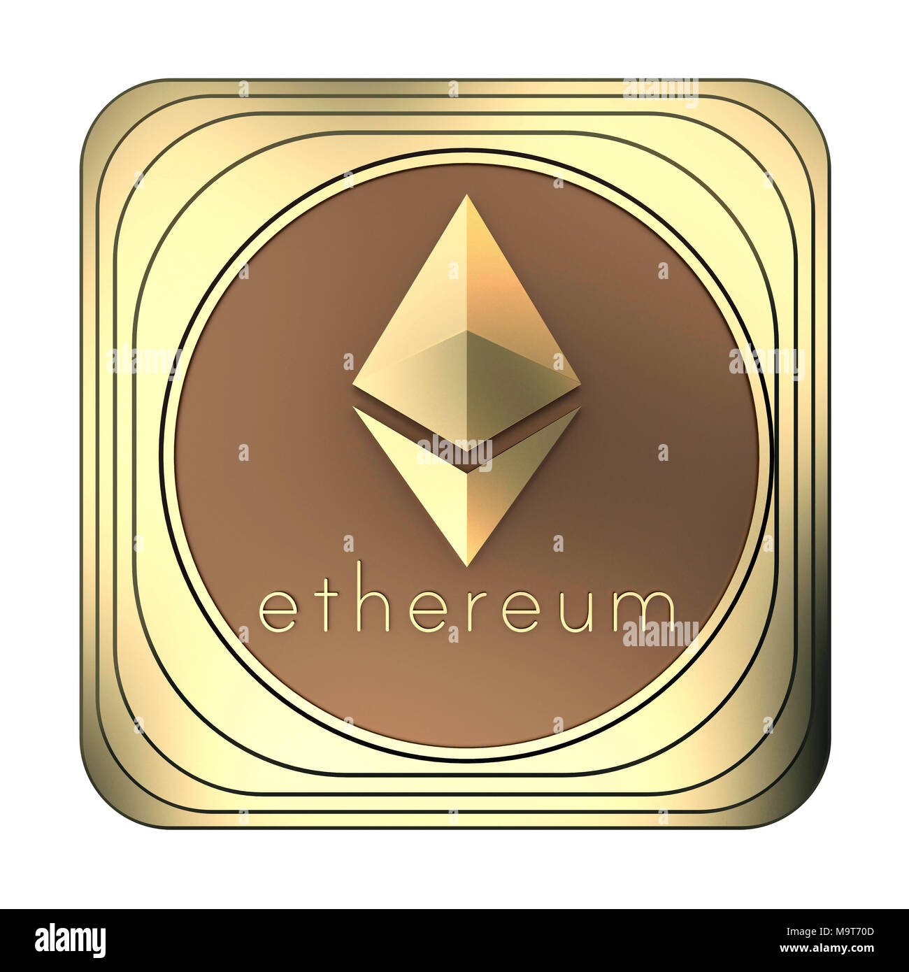gold icon ethereum coin isolated on white. 3d rendering Stock Photo - Alamy