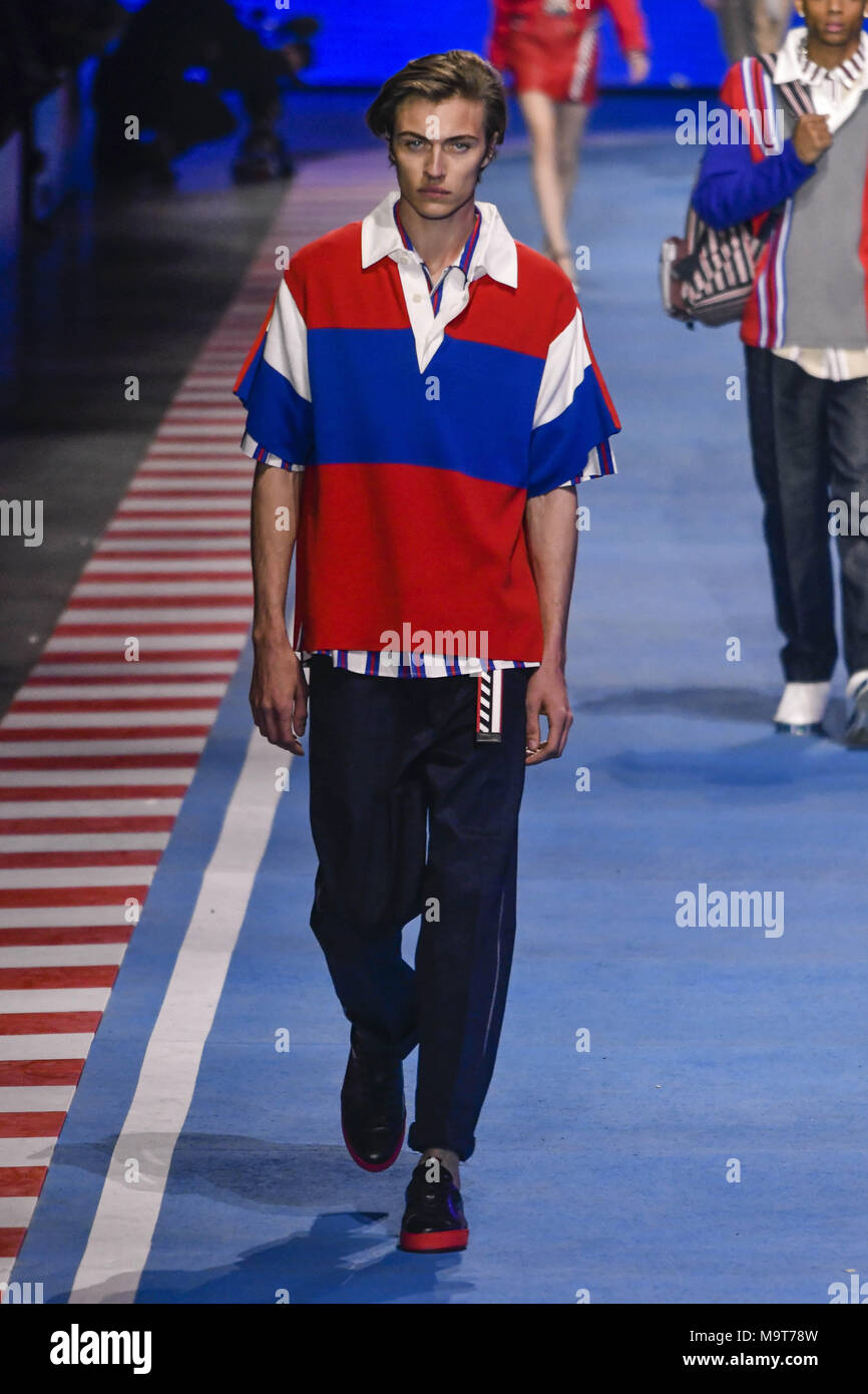 Milan Fashion Week 2018 - Hilfiger - Featuring: Lucky Blue Smith, model Where: Milan, Italy When: 25 Feb 2018 Credit: IPA/WENN.com **Only available for publication in UK, USA, Germany,