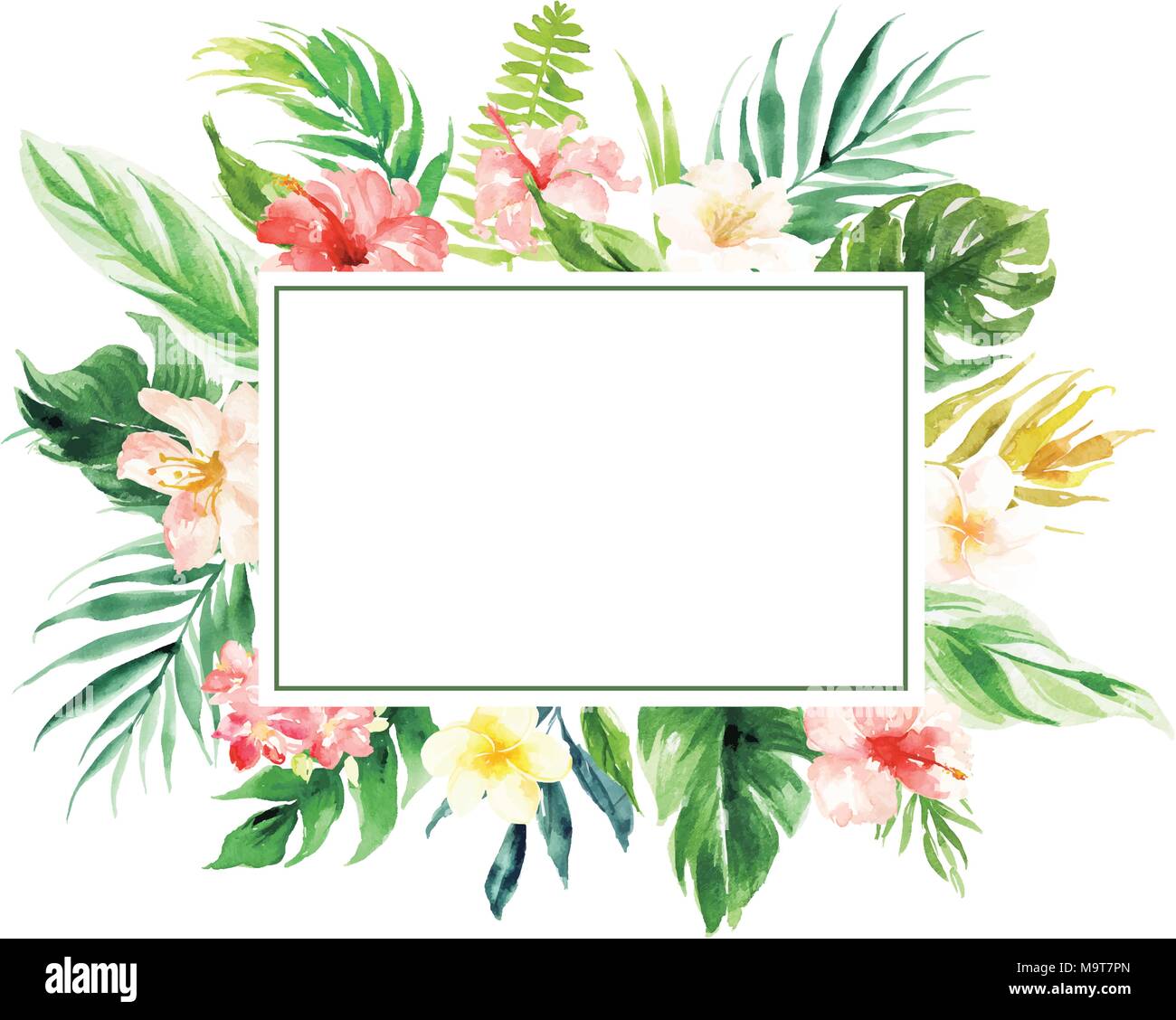 the isolated vector flower border with rectangle blank area