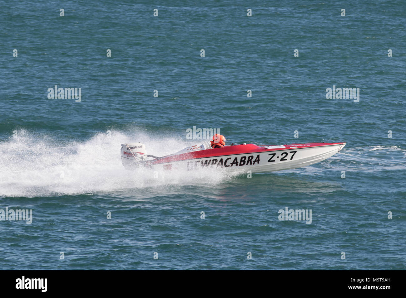 St peter port, Guernsey UK-September 17th 2016: Guernsey Powerboat Association racing at Havelet Bay Stock Photo