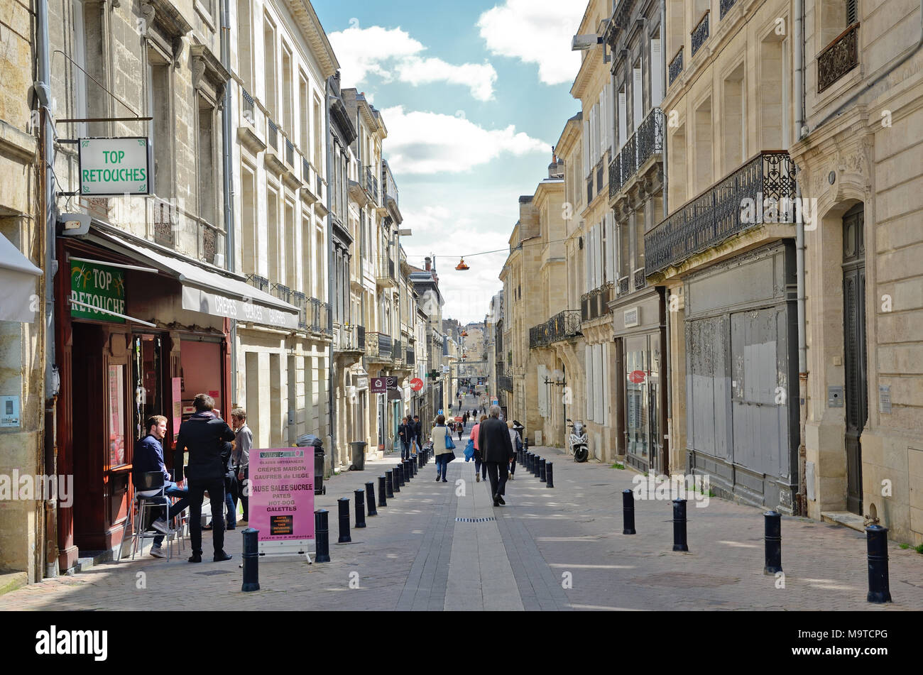 Shopping street in the French city Bordeaux. Stock Photo
