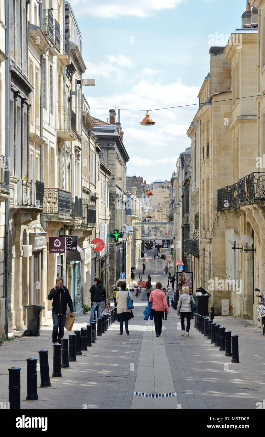 Shopping street in the French city Bordeaux. Stock Photo