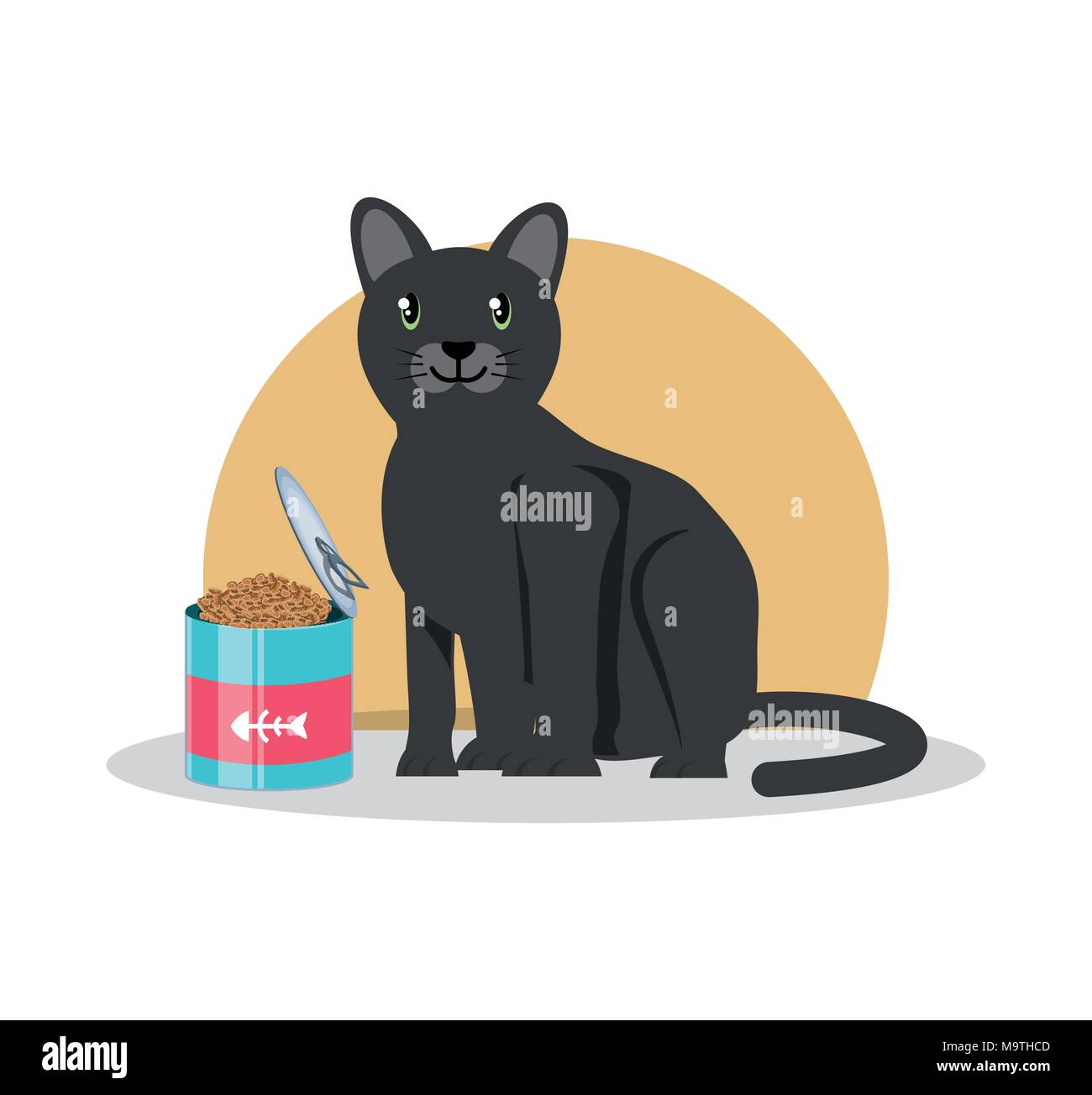 cat wirh can food vector illustration design Stock Vector