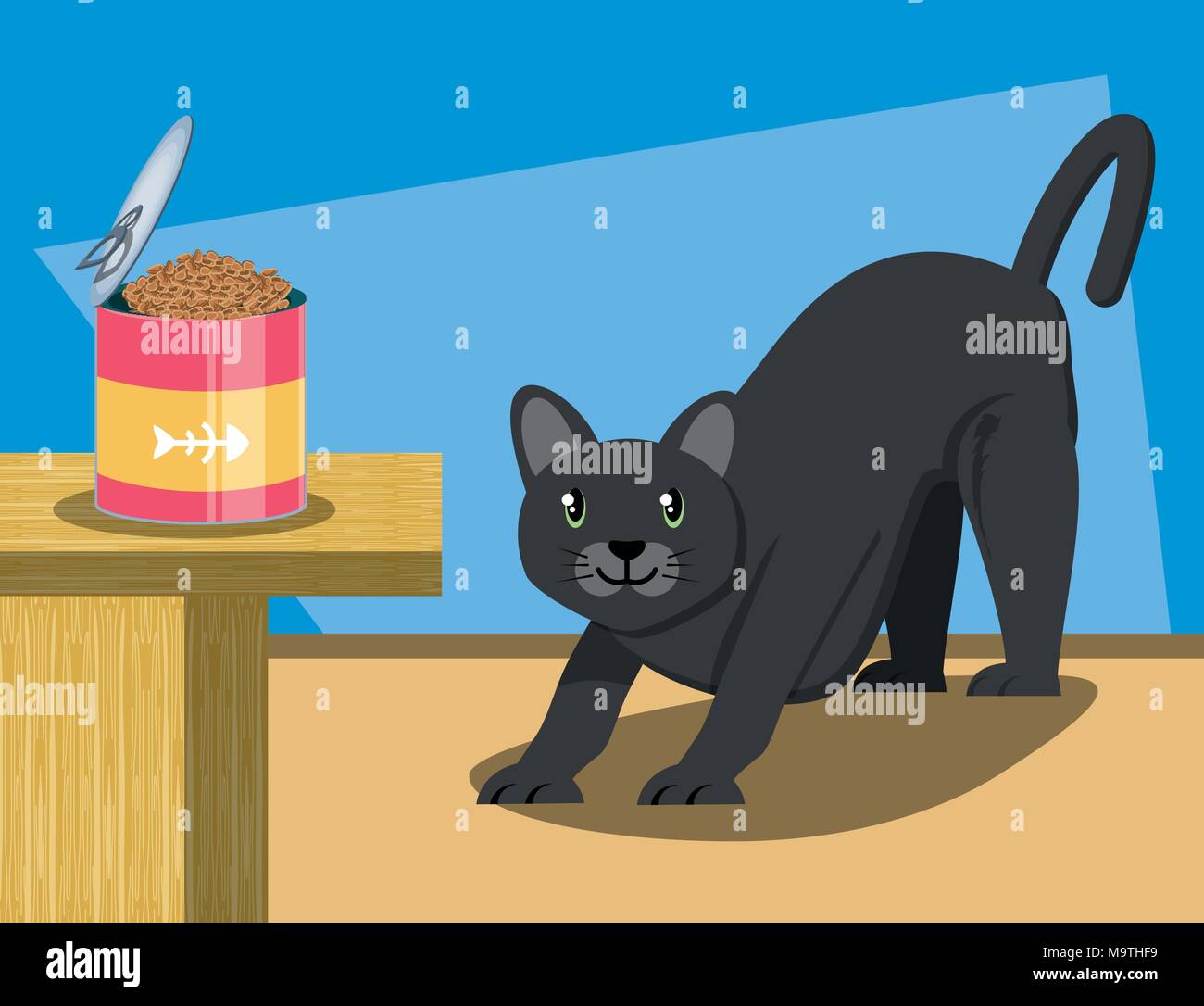 cat wirh can food vector illustration design Stock Vector