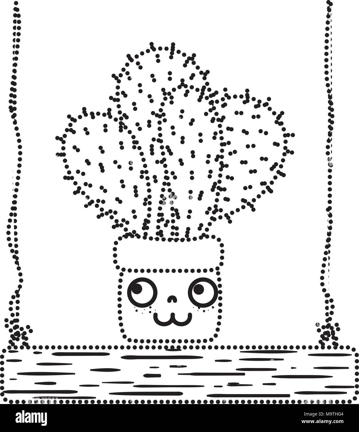dotted shape kawaii happy cactus plant in the swings Stock Vector Image ...