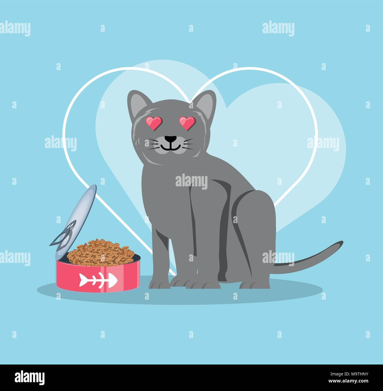 cat wirh can food vector illustration design Stock Vector