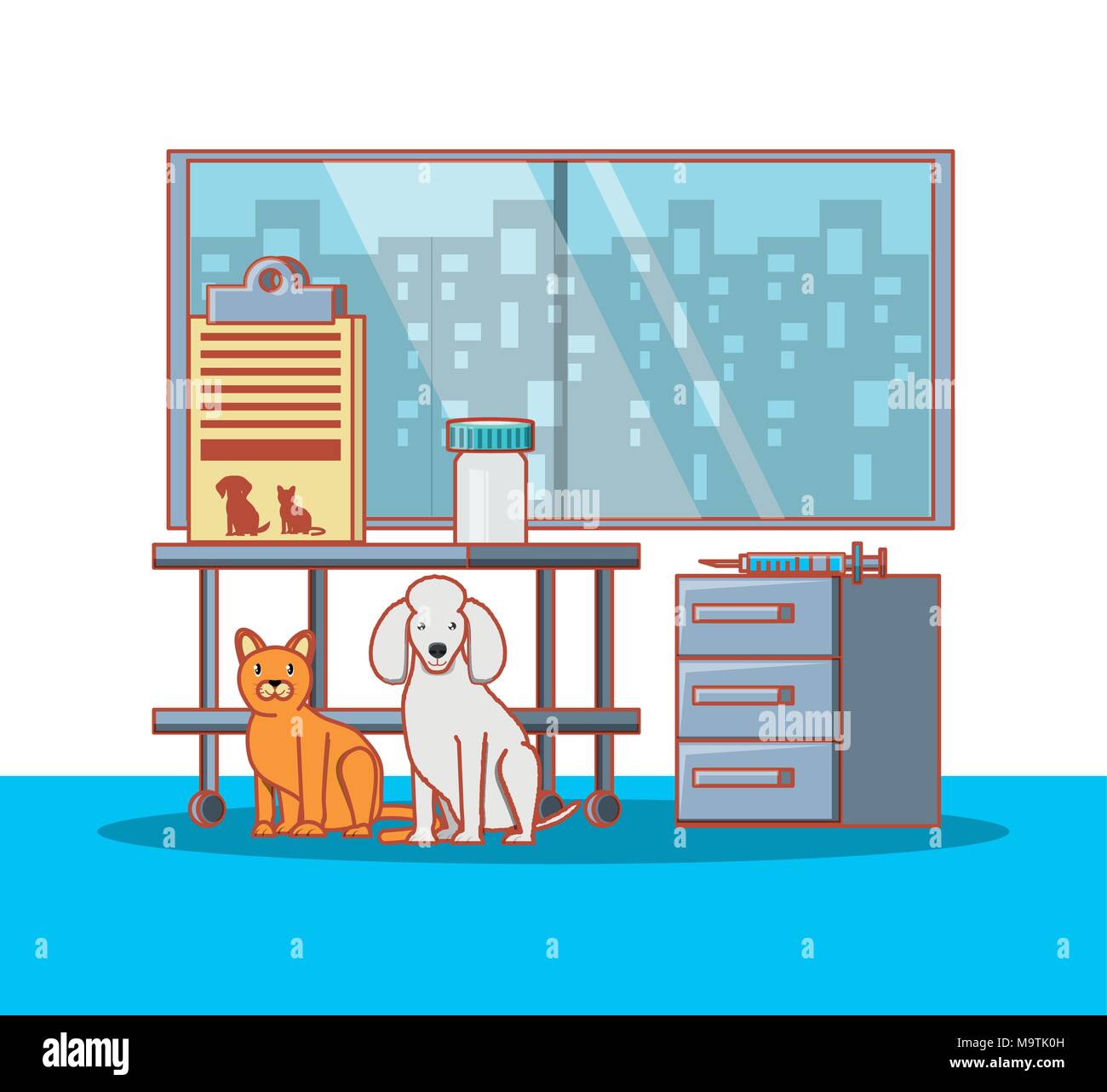 veterinary office with animal vector illustration design Stock Vector ...