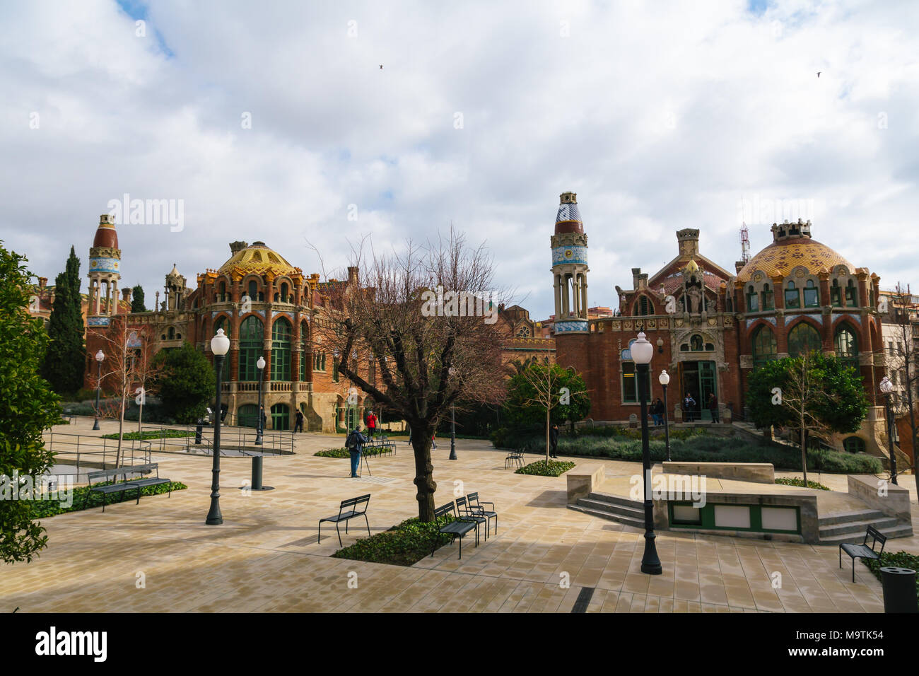 Hospital de la Santa Creu i Sant Pau, designed by the Catalan modernist architect Lluís Domènech i Montaner Stock Photo